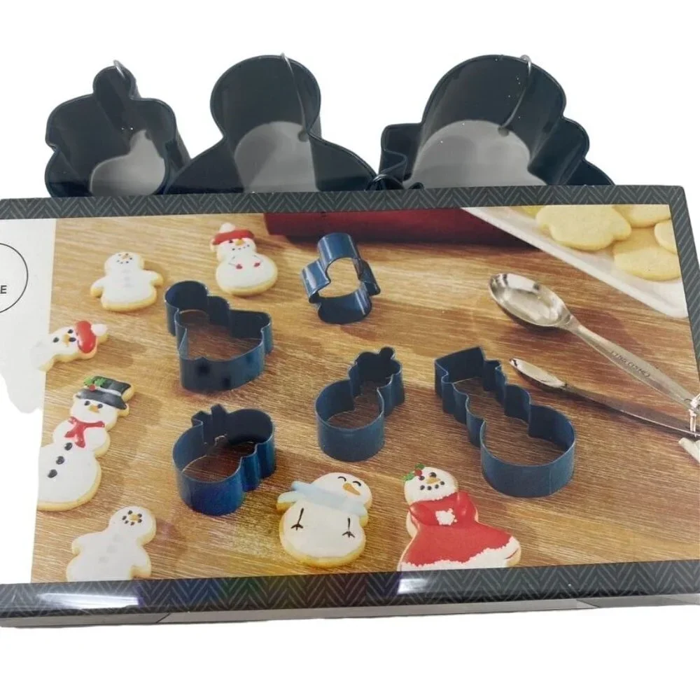 Threshold 5 Piece Snowman Family Cookie Cutters Holiday Stainless Steel NIB